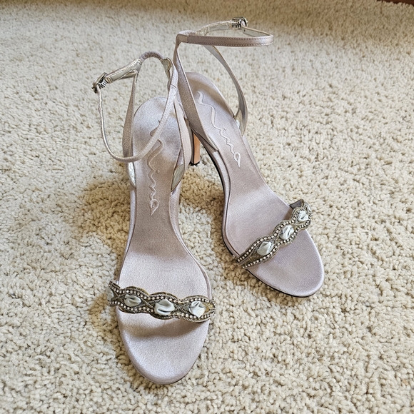 Nina Shoes - Nina Silver Satin Sandals Size 9.5